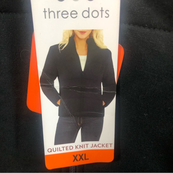 Three Dots Quilted Knit Jacket Size XXL Black Full Zip Pockets NWT - Picture 7 of 7